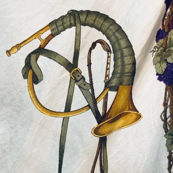 Daniel la Foret Hunting Theme Rolled Silk Twill Large Square Scarf - Picture 10 of 14